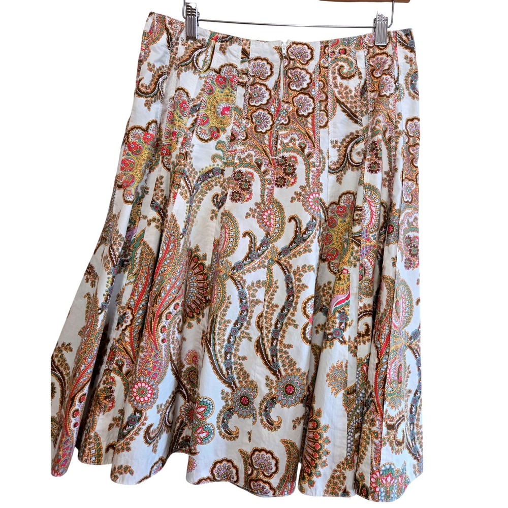Cabi, Boho, Paisley, Fit & Flare, Faux Button Front Skirt, Multi-Color, Size 8 - Picture 5 of 10